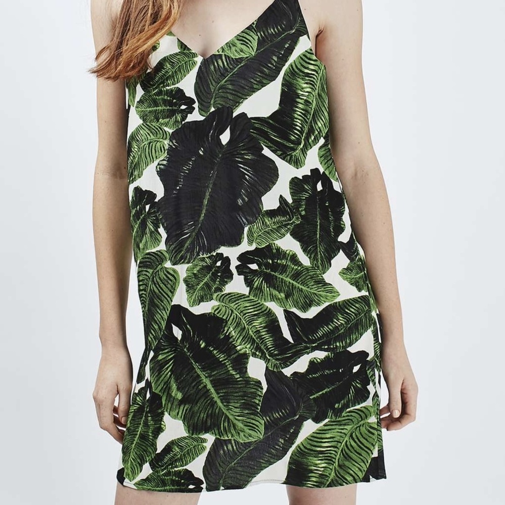 Topshop Palm Print Slip Dress US 6 - Picture 1 of 5